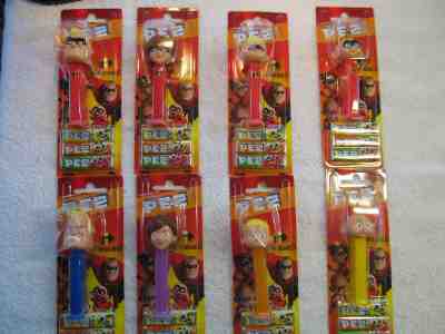 Set of 8 Incredibles PEZ dispensers on cards - Batch A