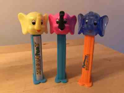 Pez Rare Elephants: Misfit, Crystal Blue Maximare, Zinnafant - Set Of 3