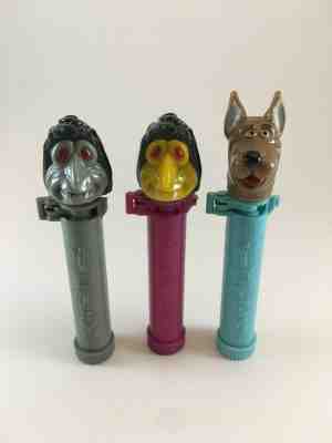 Vintage Non Pez Totems Lot of 3 Dispensers - Mr Ugly and Scooby wood grain stems