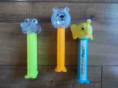 PEZ Crystal Kooky Lion ~ Gator & Zinnafant Dispensers ~ Set of 3 ~ 4.9 ~ RARE