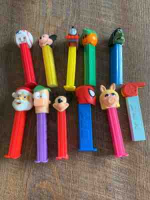 Vintage Pez Candy Dispensers Lot Whistle Orange Mickey Thomas Train Miss Piggy