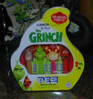 NEW! PEZ Dispenser Dr. Suess The Grinch set Limited Edition Metal Tin