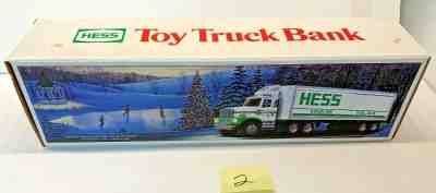 1987 Amerada HESS TOY TRUCK BANK USED WITH BOX #2 lights work Free Shipp