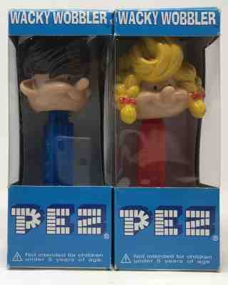 Vintage Pez Wacky Wobbler Boy & Girl 