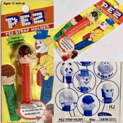 -HTF- ???????? 2004 JAPANESE PEZ CELL PHONE STRAP HOLDER - PEZ PAL BOY - NEW ON CARD