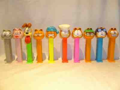 LOT of 10 GARFIELD & FRIENDS PEZ, ©1978-1984, 3.9 & 4.9, RETIRED