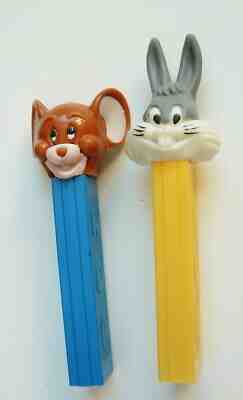 VINTAGE PEZ NO FEET BUGS BUNNY AND JERRY MOUSE FANTASTIC NEAR MINT CONDITION