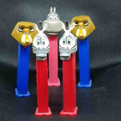 Pez Dispenser Madagascar Two Variations of Lion and Zebra Alex Gloria Marty 2005