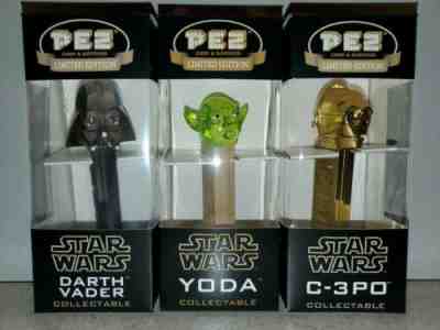 Star Wars PEZ LIMITED EDITION C3PO, YODA, & DARTH VADER PEZ BRAND NEW 2003 RARE!