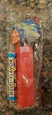 VINTAGE INDIAN CHIEF PEZ CELLO / BLUE & RED MARBLEIZED HEADDRESS /CHIEF STICKER