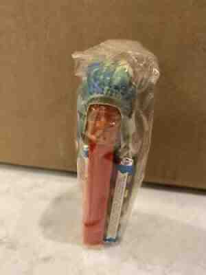 Vintage Indian Chief Pez Cello - Blue & Yellow Marble Headdress - Awesome Shape