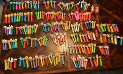 219 Pez Dispenser Collection Loose Lot a few with no feet plus 15 pez candycards