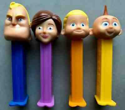 Pez Incredibles Unmasked Full 4/Set: Dash, Elastagirl, Jack-Jack & Mr Incredible