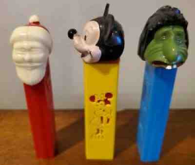 Vintage Pez No Feet Lot Mickey Mouse diecut stem Santa Mr. Ugly Austria 2.6 Rare