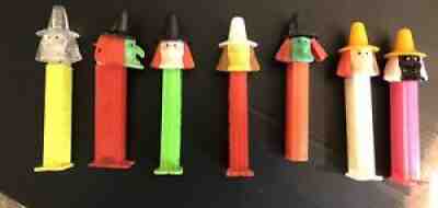 7 VINTAGE PEZ Witch Lot Dispenser Footless 3 Piece Witch Convention Witch