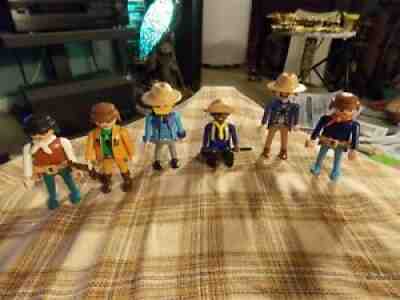 1974 92 93 94 96 Playmobil GEOBRA Cowboy Western TOY Mini CHARACTOR Lot of 6 VG