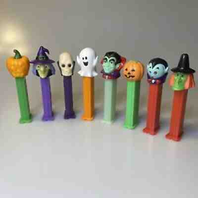 4 Halloween Glow in the Dark Pez Candy Containers Skulls Witch