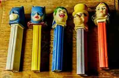PEZ, Soft Head Batman, Batgirl, Joker, Penguin, Wonder Woman, 1978 DC Comics