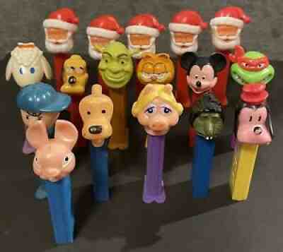 vintage pez dispensers lot Of 17 Santa Pluto Mickey Shrek Miss Piggy TMNT 4