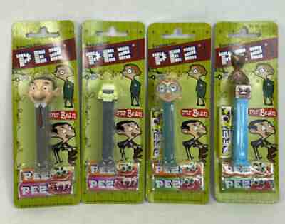 Mr. Bean 1976 Mini Car Irma Teddy Euro PEZ Complete Set New On Card *Soft Candy