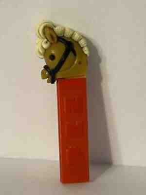 Vintage Pez Dispenser Pony-Go-Round Unusual Caramel Head Cream Mane Black Bridle