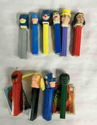  PEZ LOT OF 10 - 1978 DC SOFT HEAD & 1978 MARVEL CHARACTERS