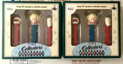 2 PEZ Dispenser Candy box sets Ornaments Classic Series1 Christmas no feet Santa