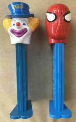 Lot (2) Giant Pez Candy Dispenser 1970 Peter Clown 2005 Spider-Man Plays Music