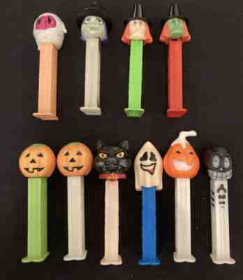  Halloween ? PEZ Dispenser lot 13 - Witch, Skeleton, Pumpkin, Ghost, Cat, Mummy