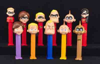 11 PEZ Incredibles Very Hard To find Rare UNMASKED MASKED RARE GOLDEN JACK JACK