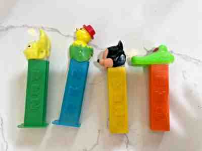 Lot 4 Vintage PEZ Dispensers ALLIGATOR Green Orange Austria Mickey Mouse Bunny +