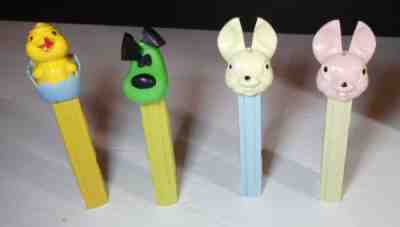 RARE No Feet Vintage YAPPY DOG Pez Yellow Green plus Fat Ear Pink Bunny lot of 4