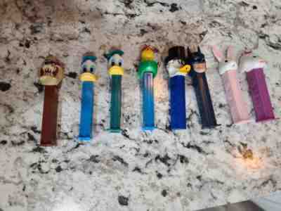 Vintage Pez Dispenser Lot of 8 Batman Scrooge Donald Duck Bunny Chick Taz Sheep