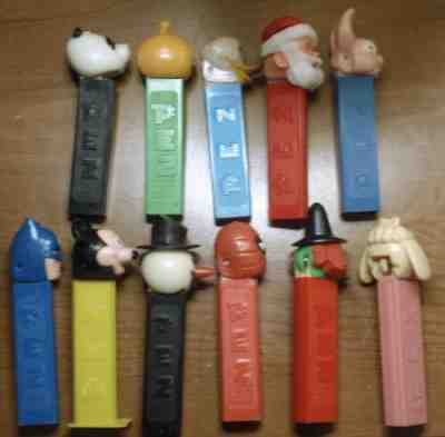 Vintage lot of 11 Pez dispensers Witch Spiderman Pumpkin Lamb Batman Mickey+++