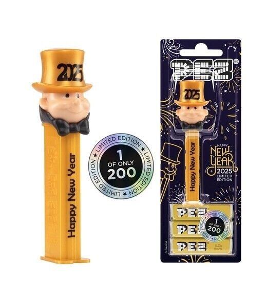 Extremely Rare EURO Pez 2025 Top Hat Pez Pal Groom with BLACK Bowtie and Print