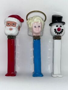 LOT OF 3 PEZ Santa Snowman Angel Porcelain Hinged Retrospect PHB Collection 1999