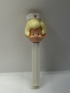 Rare Nurse PEZ Dispenser No Feet Blonde Hair White Stem Red Cross