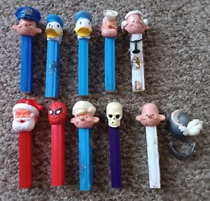 Pez Collection, No Feet, White Knight Doctor Policeman Die-Cut Donald Duck etc.