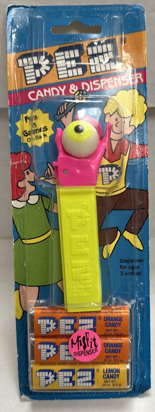 PEZ Psychedelic Pink Hand Yellow Stem MAIL-IN OFFER  4.9 Carded NEW