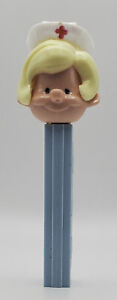 Vintage No Feet PEZ Nurse Blonde Hair  Light Blue 3.8 Stem Made In USA 1970's