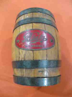 Vintage BLATZ Beer Milwaukee Wood Barrel Advertising Piggy Bank LOOK 1751