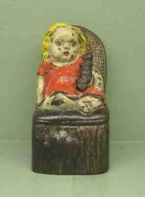 Cast Iron "GIRL IN VICTORIAN CHAIR" **RARE** Mechanical Bank Original Antique