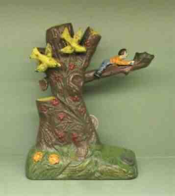 Cast Iron "BOY ROBBING BIRD'S NEST" Mechanical Bank Antique Americana Toy