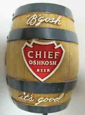 Vintage 1950's OSHKOSH BREWING CO. CHIEF OSHKOSH BEER KEG Barrel Ceramic Bank