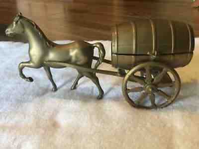 Vintage Brass Horse Drawn Cart Barrel / Beer Keg Bank