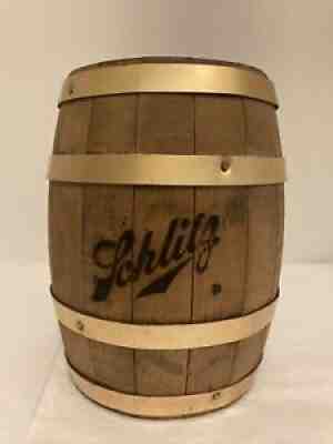 Schlitz Beer Wooden Barrel Coin Bank with Plug But No Key See Below