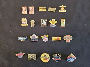 ~ Vintage AMC Movie Theatre Movie Staff Pinback Pins Lot Burbank Artplex KC WOW