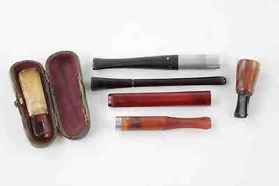 6 Vintage CHEROOT CIGARETTE HOLDERS Inc DUNHILL Denicotea, Amber, Meerschaum 