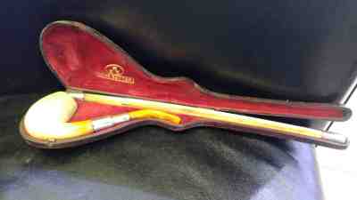 Barling EBWB Antique Smoking Pipe 1886 Meershaum Amber Sterling Silver