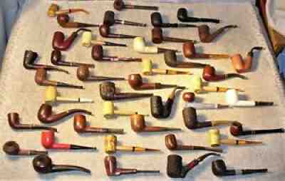 Large Vintage Estate Tobacco Smoking Pipe Lot Italy France Israel US 45 Total